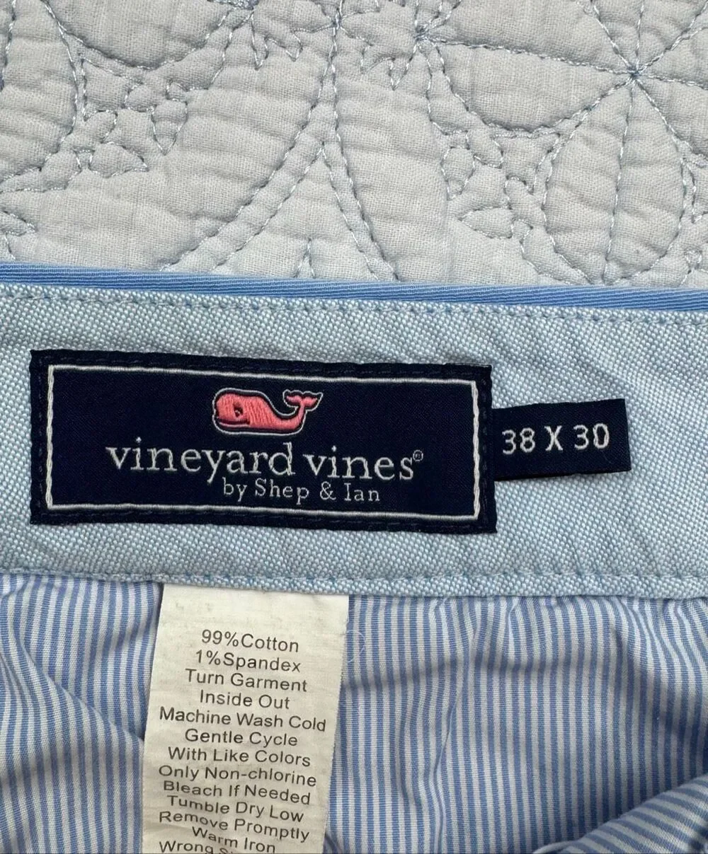 Vineyard Vines Burgee Pants Light Blue Mens Size 38x30